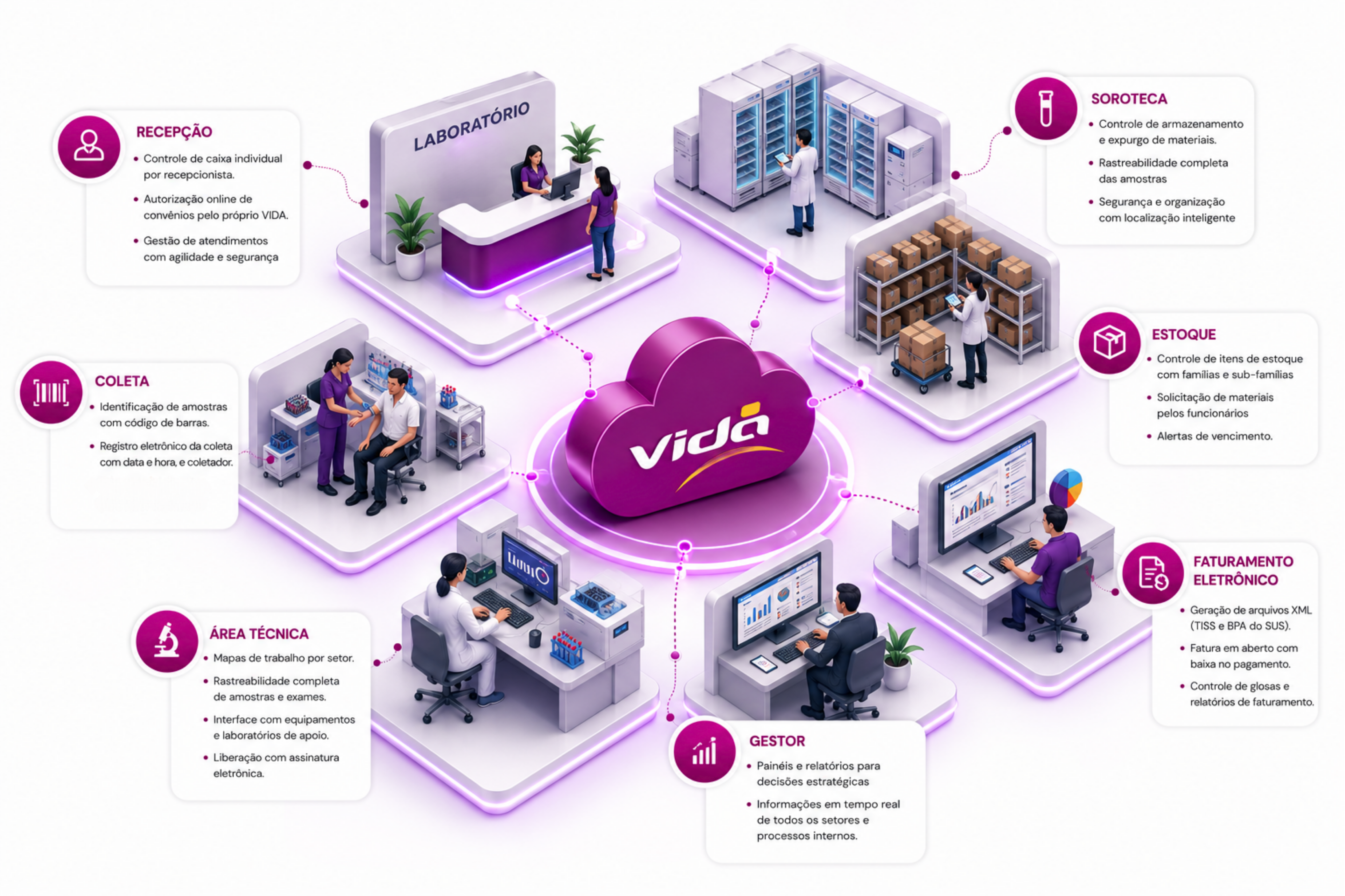 Infográfico com os recursos do Sistema VIDA